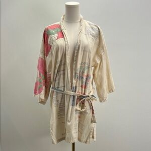 Vintage Rice Sack Robe Cardigan Made in Hawaii Womens One Size Hawaiian Shirt